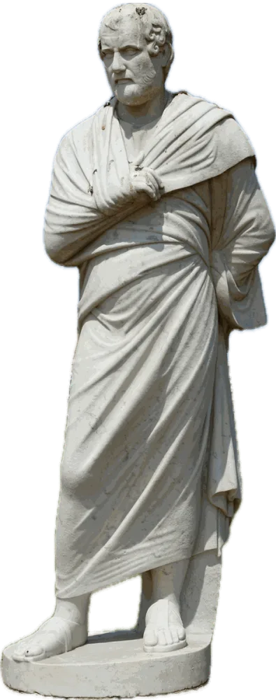 Marmorstatue eines antiken Redners im Mantel